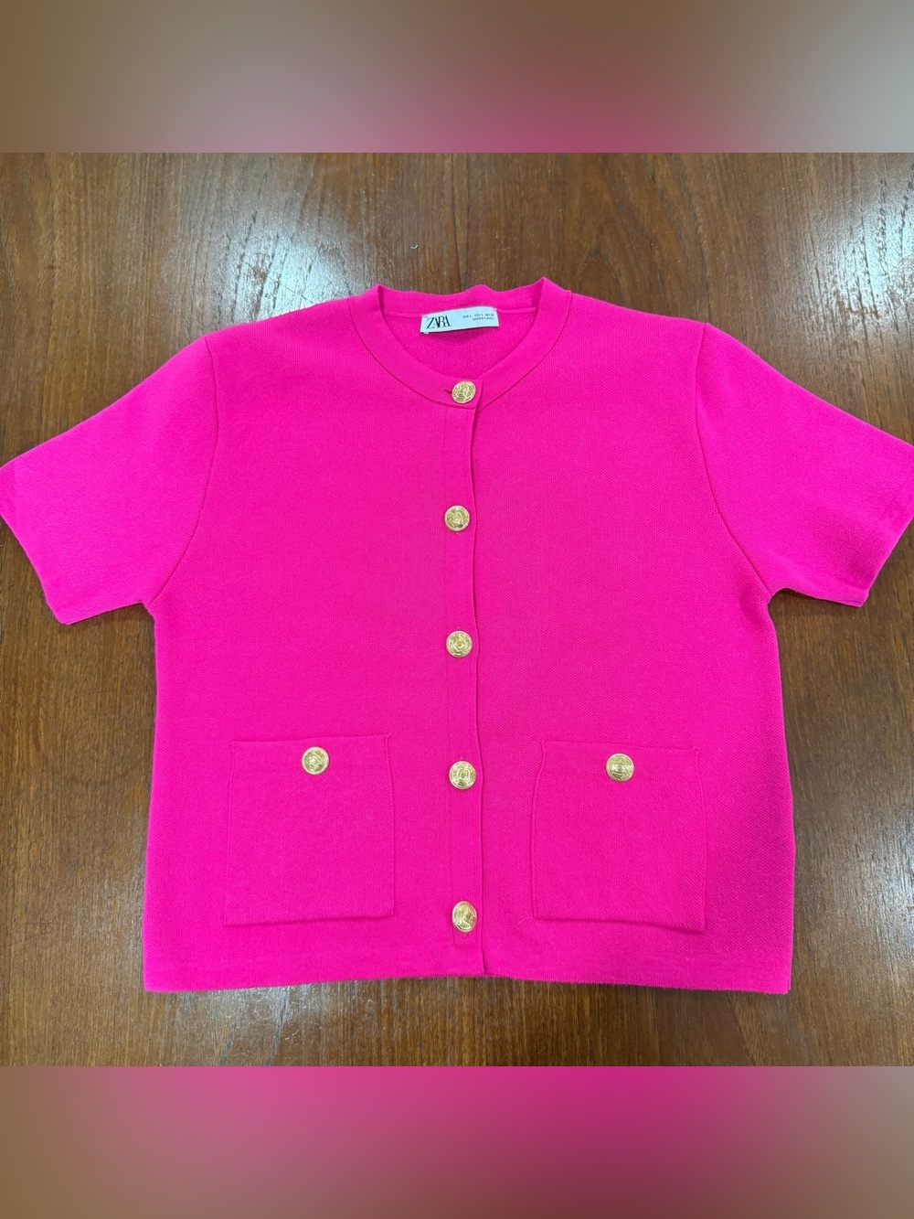 Zara Bright Pink Short Sleeve Sweater